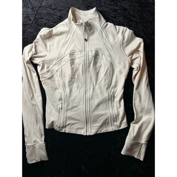 Lululemon Cropped Define Jacket Ribbed Nulu Size 8 Bone Radiate Transparent Foil - Picture 1 of 9